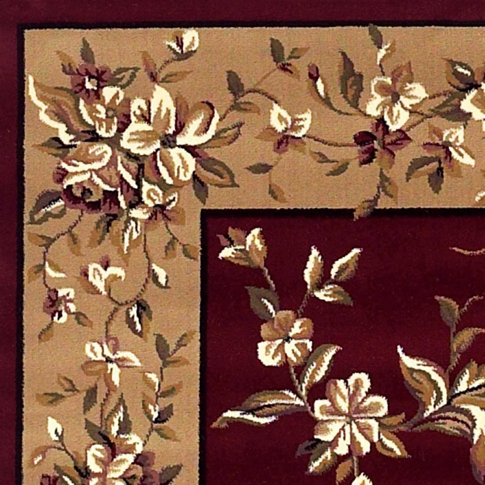 10' X 13' Red Beige Machine Woven Floral Traditional Indoor Area Rug - Homeroots - Flyclothing LLC