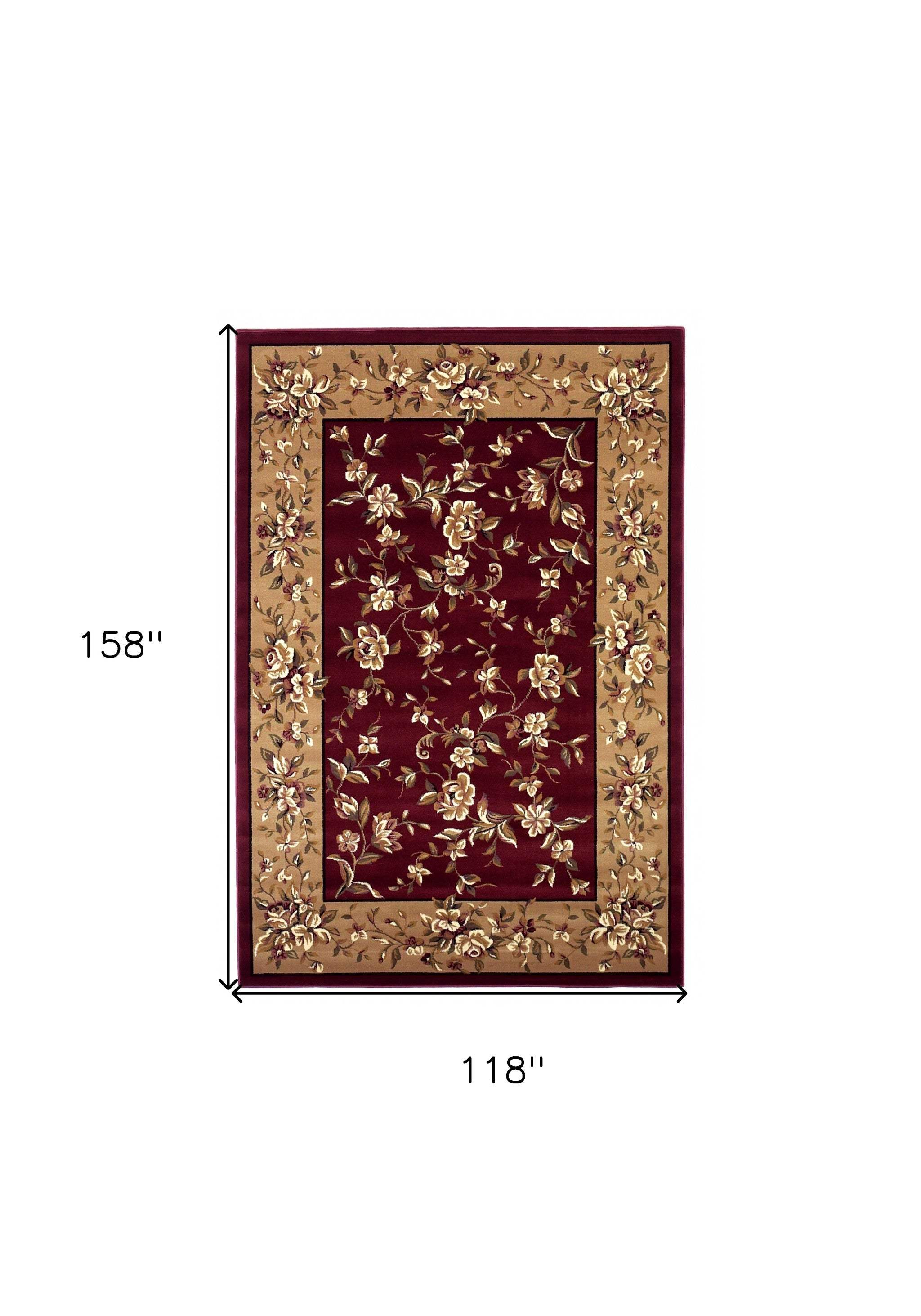 10' X 13' Red Beige Machine Woven Floral Traditional Indoor Area Rug - Homeroots - Flyclothing LLC
