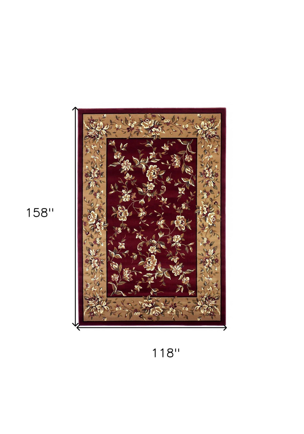 10' X 13' Red Beige Machine Woven Floral Traditional Indoor Area Rug - Homeroots - Flyclothing LLC