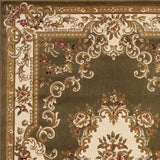 10' X 13' Green Ivory Machine Woven Hand Carved Floral Medallion Indoor Area Rug - Homeroots - Flyclothing LLC