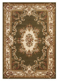 10' X 13' Green Ivory Machine Woven Hand Carved Floral Medallion Indoor Area Rug - Homeroots