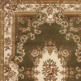 10' X 13' Green Ivory Machine Woven Hand Carved Floral Medallion Indoor Area Rug - Homeroots - Flyclothing LLC
