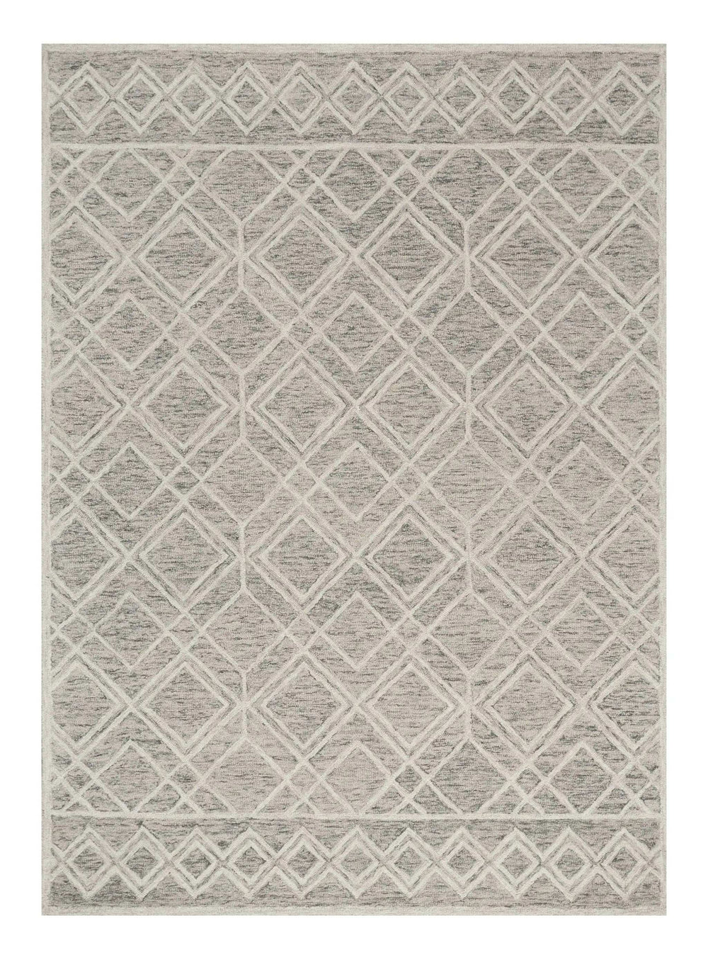 9' X 12' Sand Beige Hand Tufted Diamond Pattern Indoor Area Rug - Homeroots - Flyclothing LLC