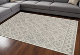 9' X 12' Sand Beige Hand Tufted Diamond Pattern Indoor Area Rug - Homeroots