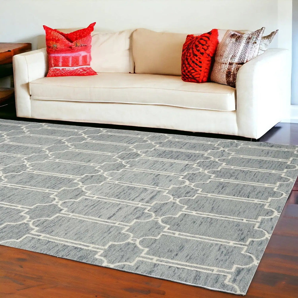 9' X 12'  Wool Blue Area Rug - Homeroots