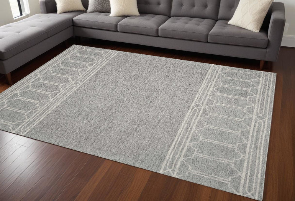 9' X 12' Grey Hand Tufted Geometric Indoor Area Rug - Homeroots