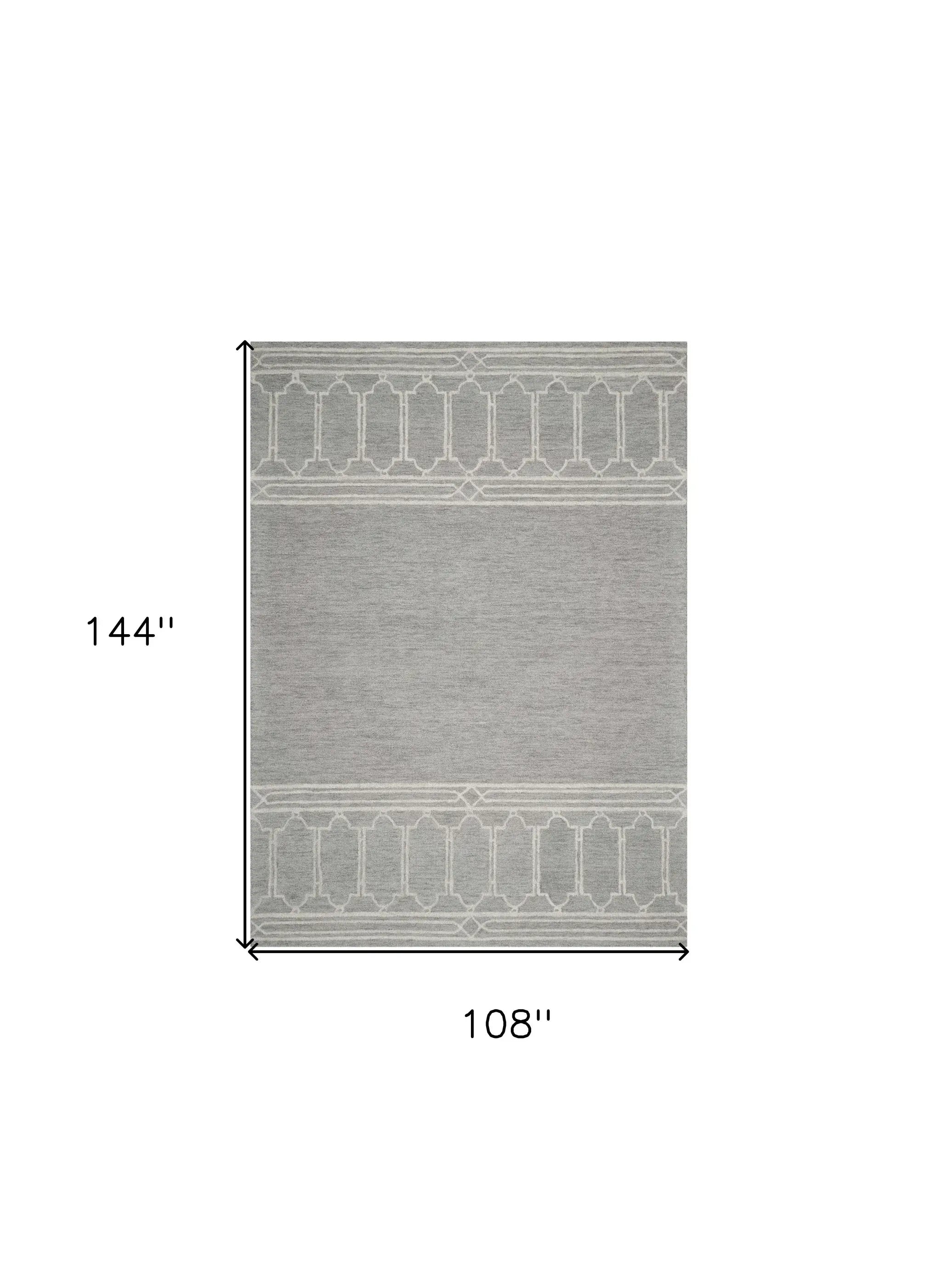 9' X 12' Grey Hand Tufted Geometric Indoor Area Rug - Homeroots - Flyclothing LLC