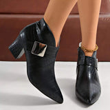 Point Toe Block Heels Boots - Trendsi - Flyclothing LLC