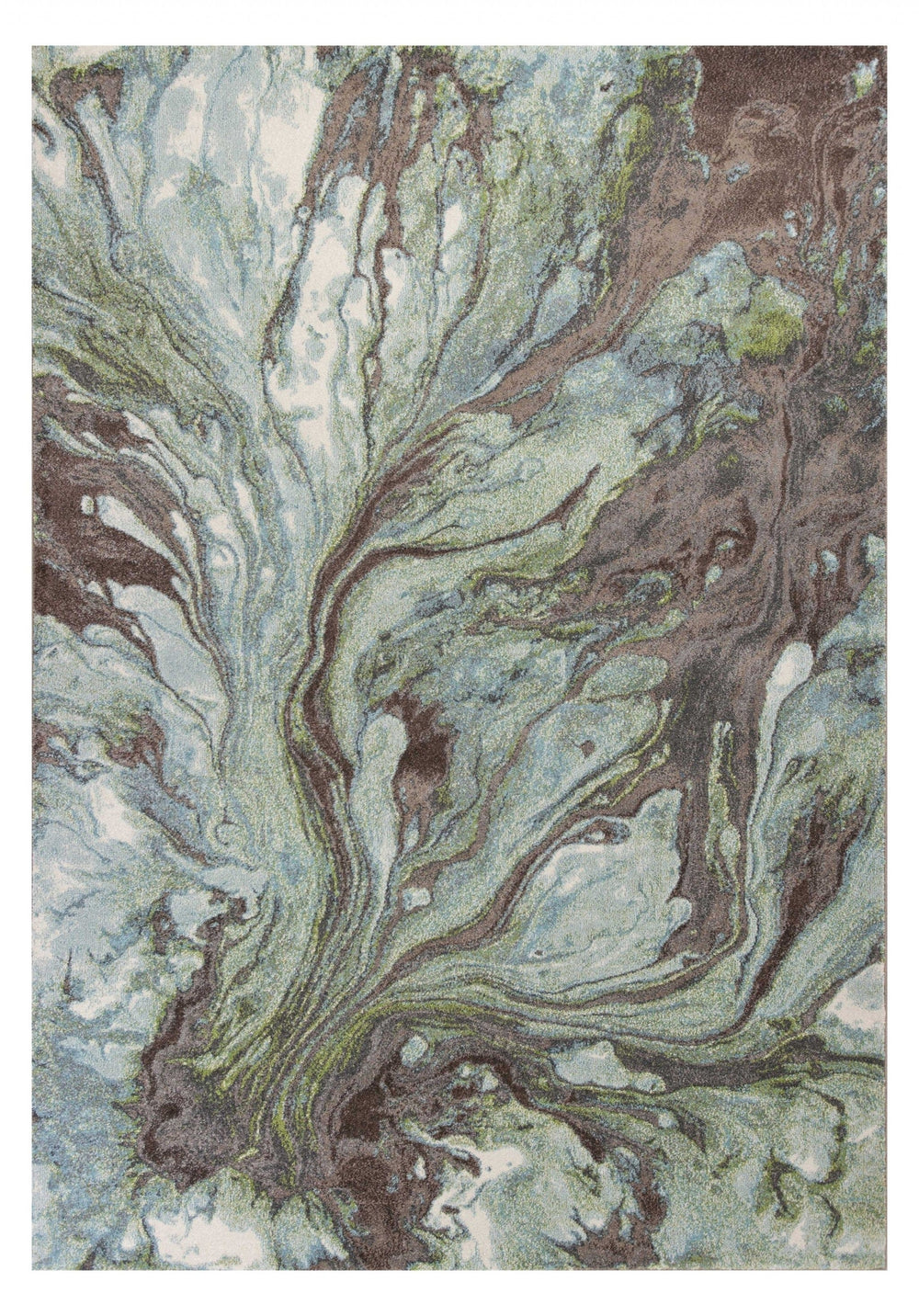9' X 13'  Green And Brown Abstract Marble Area Rug - Homeroots