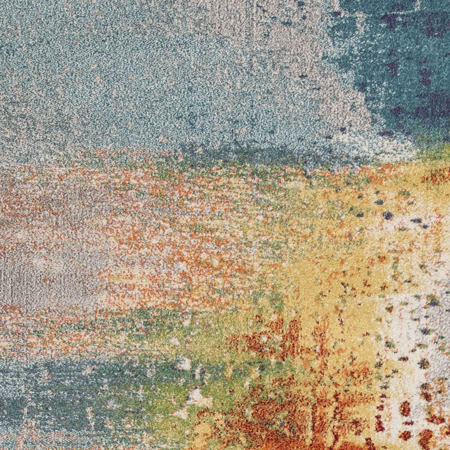 10' X 13' Blue Rust Orange Machine Woven Abstract Brushstrokes Indoor Area Rug - Homeroots - Flyclothing LLC