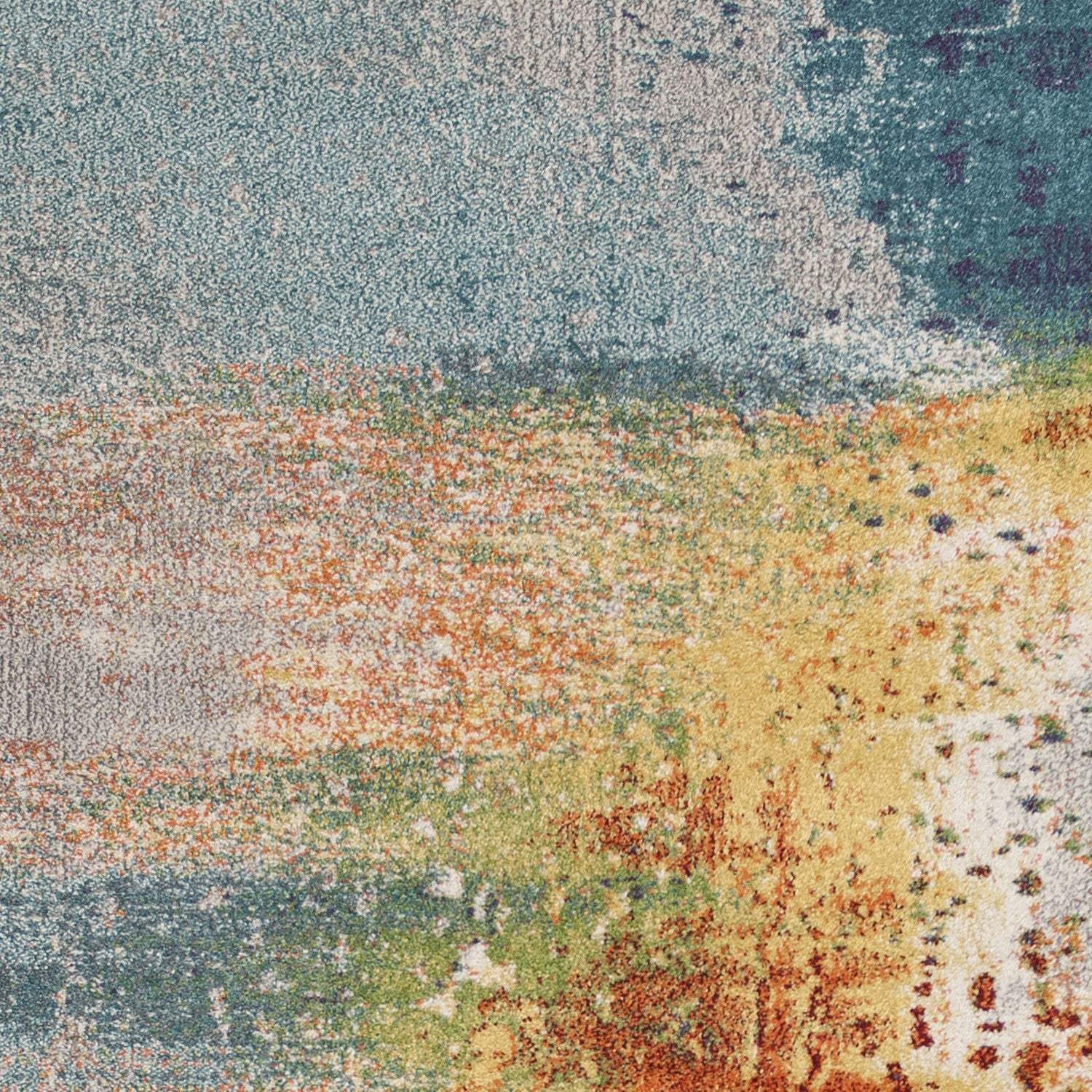 10' X 13' Blue Rust Orange Machine Woven Abstract Brushstrokes Indoor Area Rug - Homeroots - Flyclothing LLC