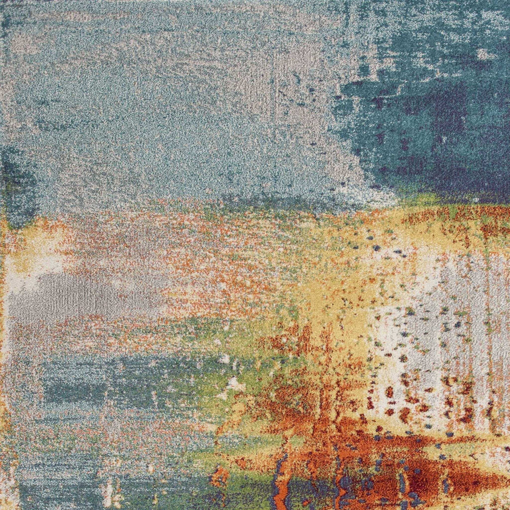 10' X 13' Blue Rust Orange Machine Woven Abstract Brushstrokes Indoor Area Rug - Homeroots - Flyclothing LLC