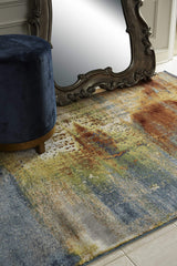 10' X 13' Blue Rust Orange Machine Woven Abstract Brushstrokes Indoor Area Rug - Homeroots - Flyclothing LLC