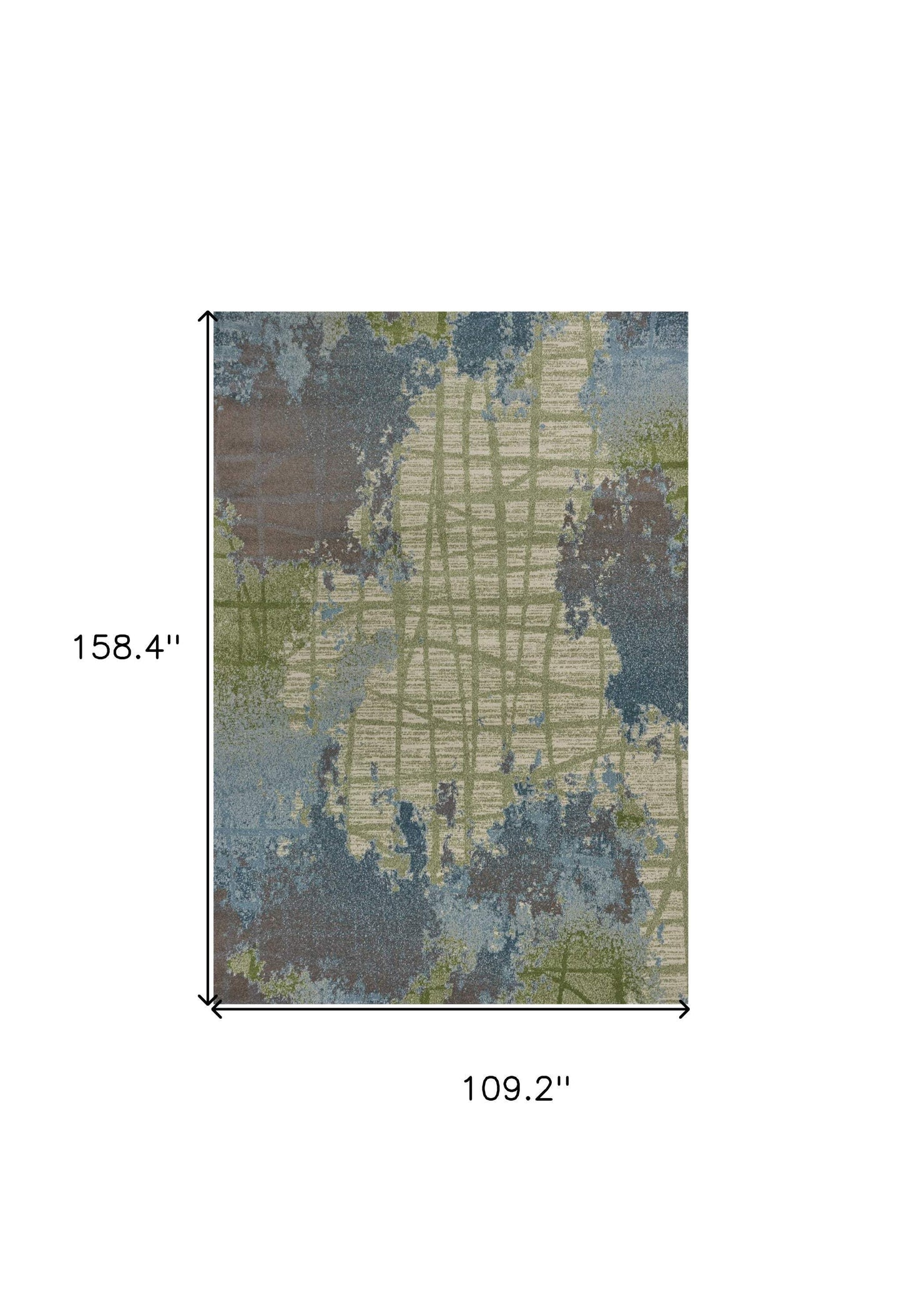 10' X 13' Blue and Green Abstract Area Rug - Homeroots - Flyclothing LLC