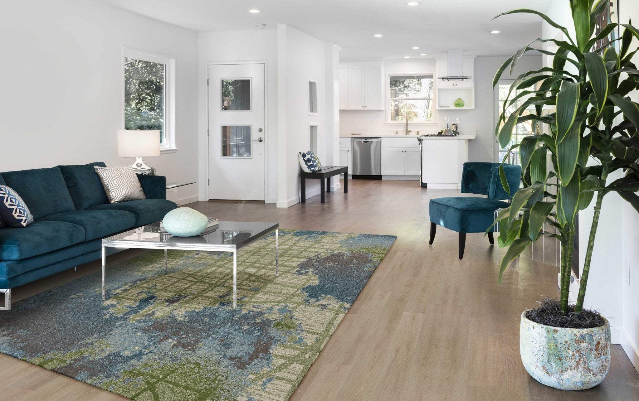 10' X 13' Blue and Green Abstract Area Rug - Homeroots - Flyclothing LLC