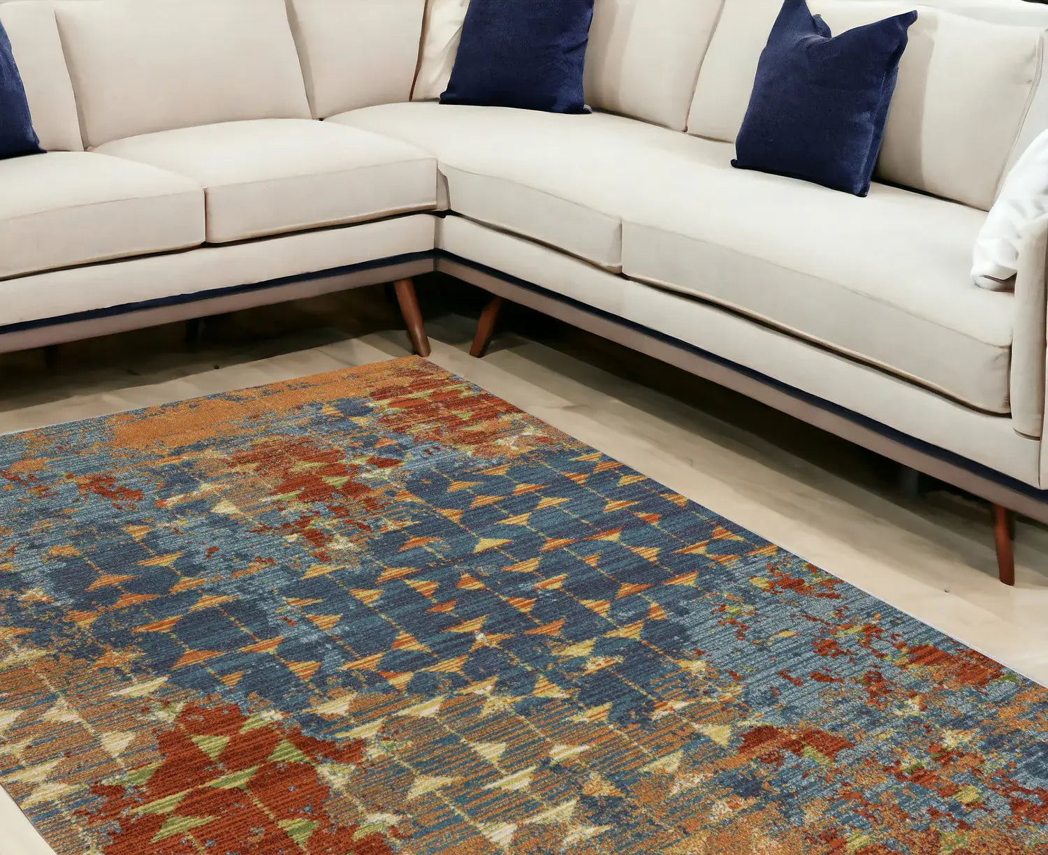 9' X 13' Polypropylene Blue Or Coral Area Rug - Homeroots - Flyclothing LLC