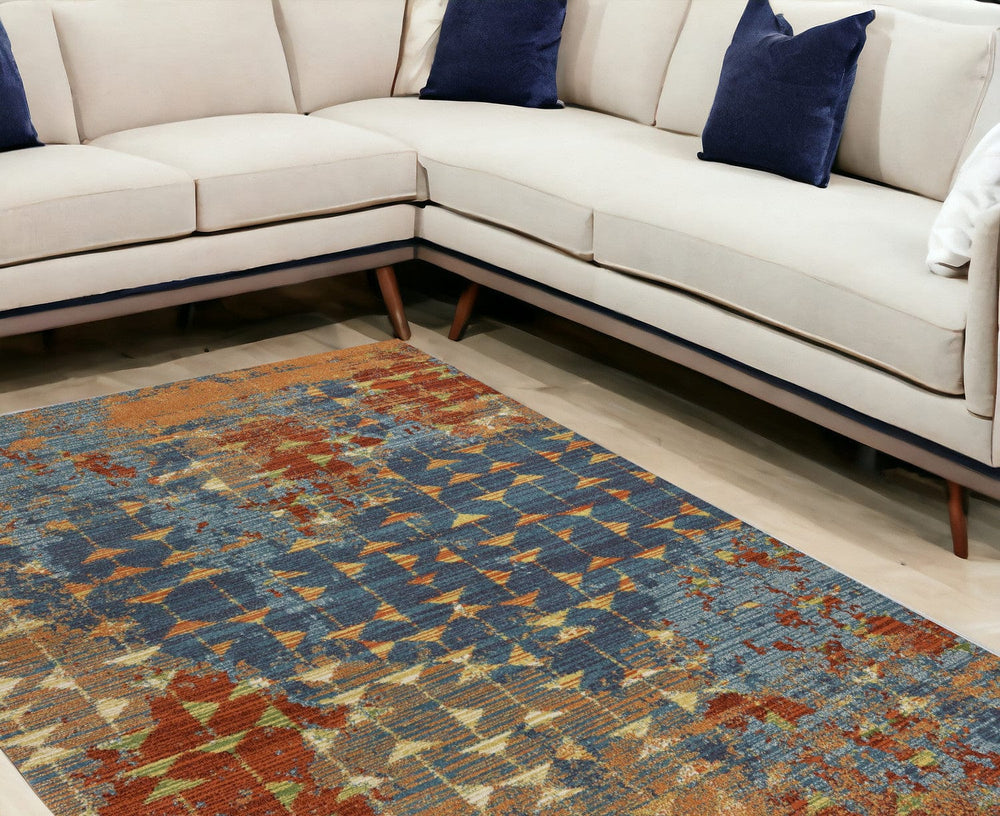 9' X 13'  Polypropylene Blue Or  Coral  Area Rug - Homeroots