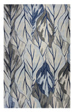 10' X 13' Grey Navy Blue Machine Woven Tropical Leaves Indoor Area Rug - Homeroots