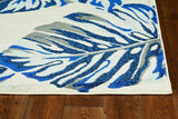 10' X 13' Grey Blue Machine Woven Tropical Leaves Indoor Area Rug - Homeroots