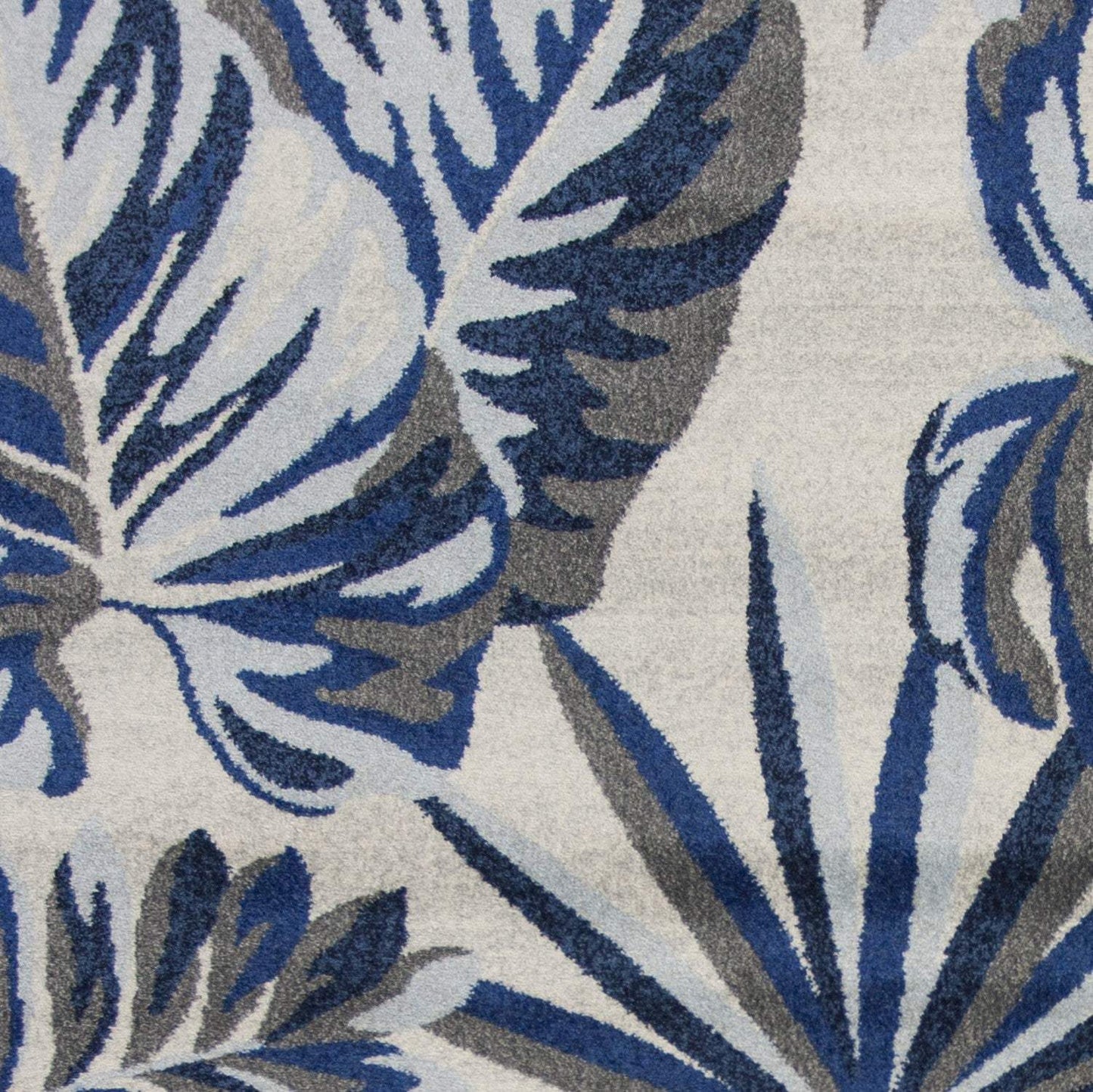 10' X 13' Grey Blue Machine Woven Tropical Leaves Indoor Area Rug - Homeroots - Flyclothing LLC