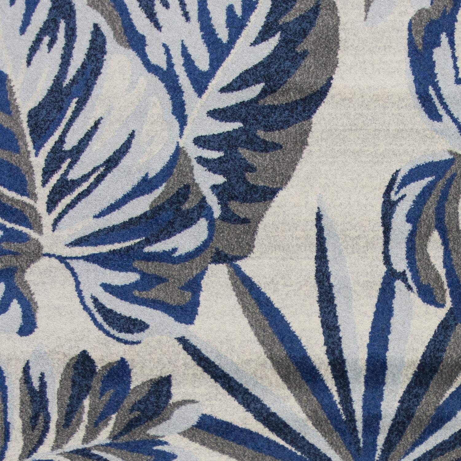 10' X 13' Grey Blue Machine Woven Tropical Leaves Indoor Area Rug - Homeroots - Flyclothing LLC