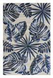 10' X 13' Grey Blue Machine Woven Tropical Leaves Indoor Area Rug - Homeroots