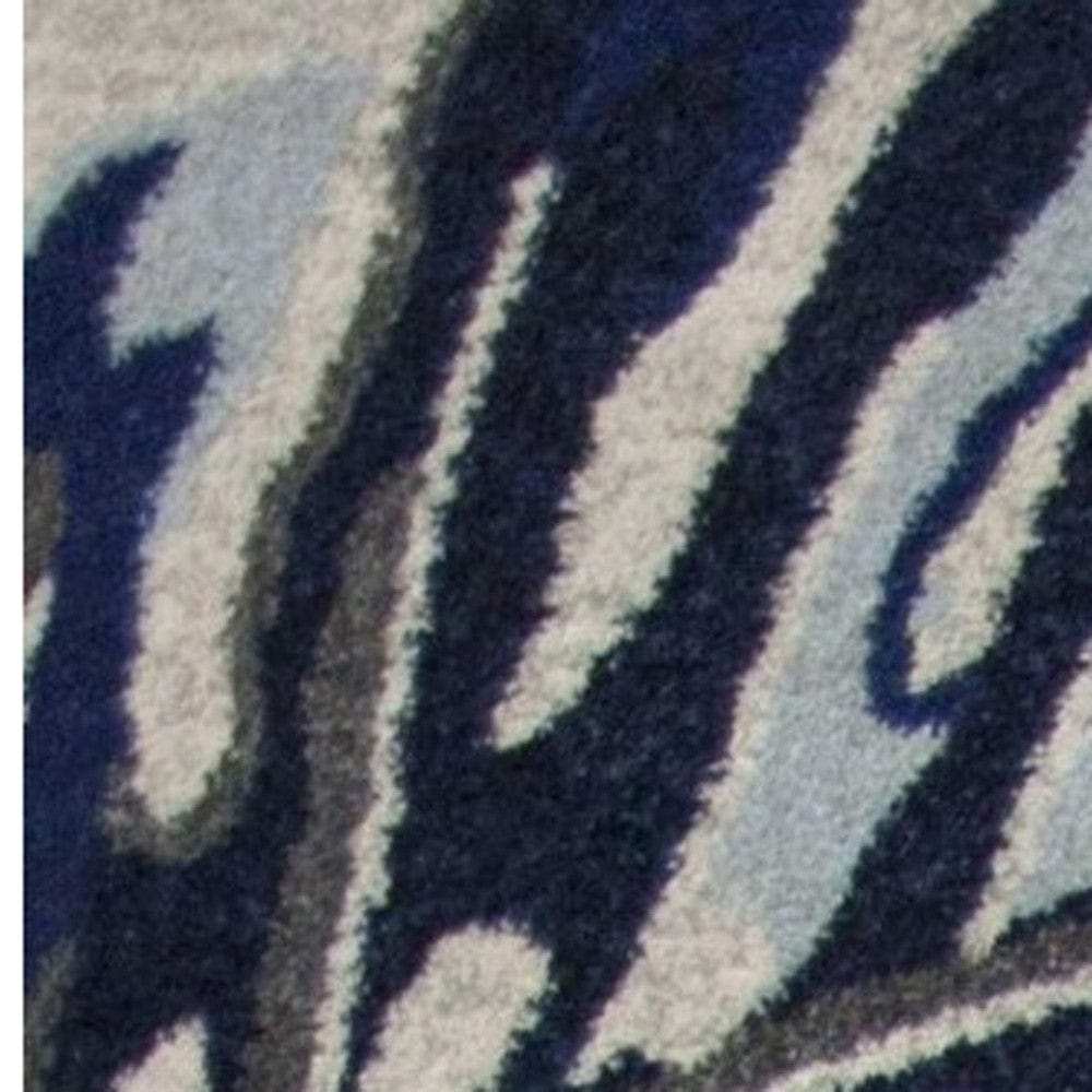 10' X 13' Grey Blue Machine Woven Tropical Leaves Indoor Area Rug - Homeroots - Flyclothing LLC
