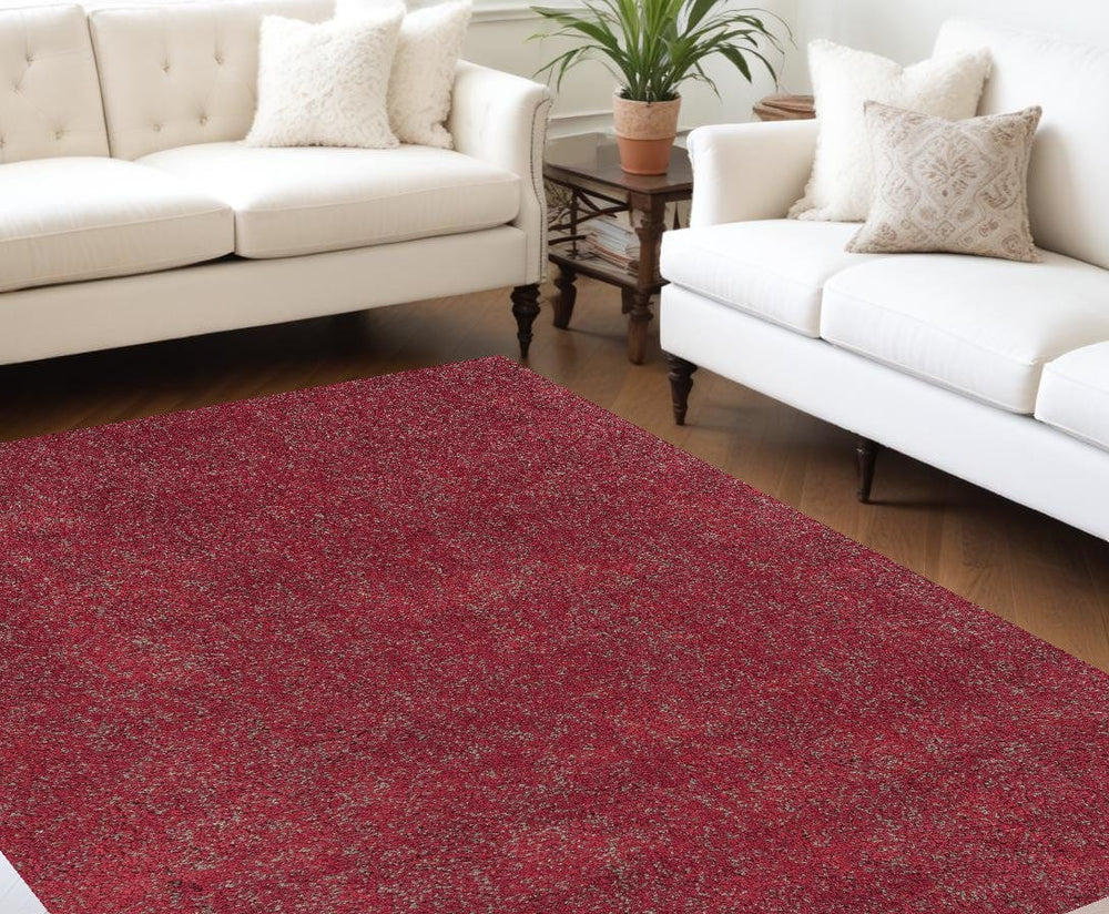 9' X 13' Red Hand Woven Area Rug - Homeroots