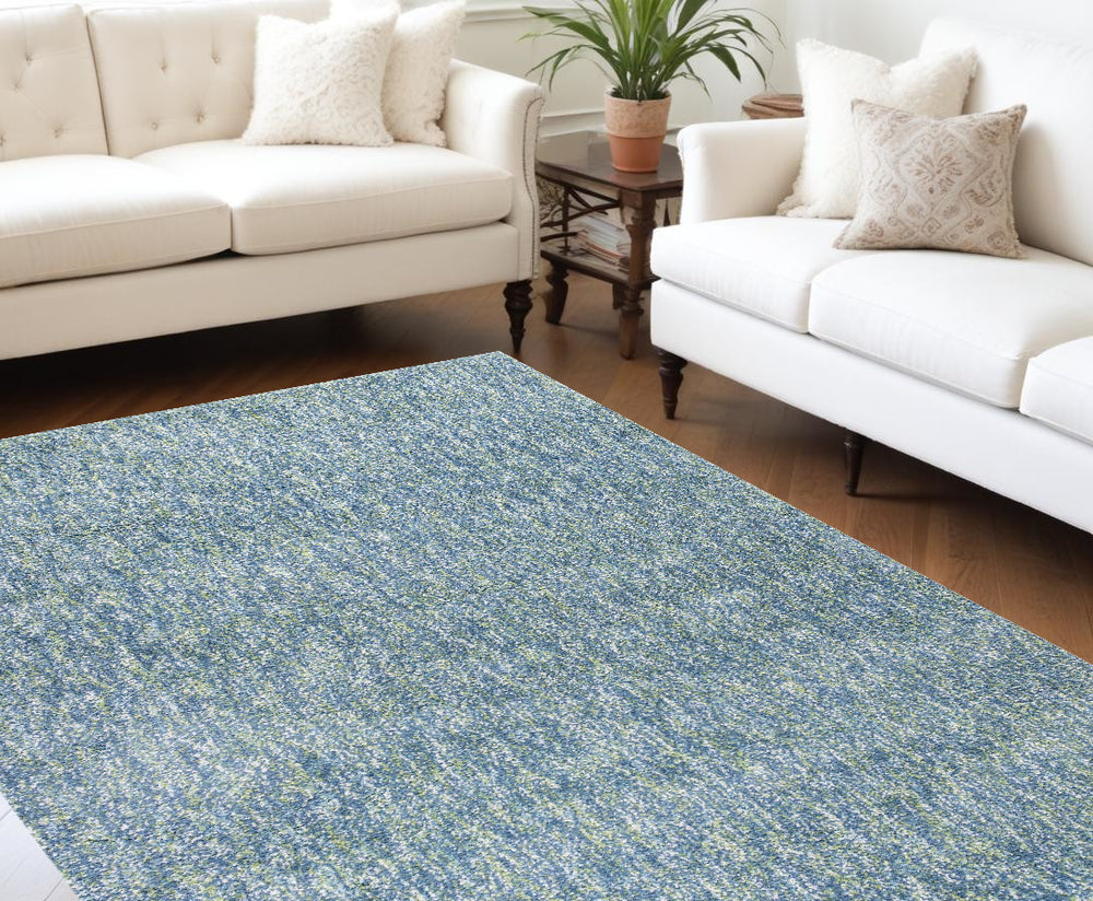 9' X 13' Blue and Beige Hand Woven Area Rug - Homeroots