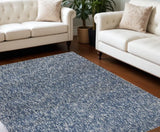 9' X 13' Polyester Indigo Or Ivory Heather Area Rug - Homeroots - Flyclothing LLC