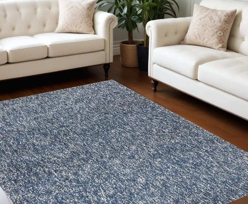 9' X 13' Polyester Indigo Or Ivory Heather Area Rug - Homeroots - Flyclothing LLC