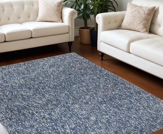 9' X 13' Polyester Indigo Or Ivory Heather Area Rug - Homeroots - Flyclothing LLC