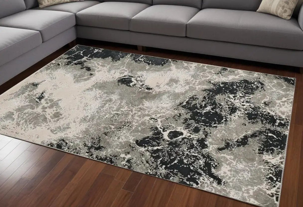 9' X 13'  Polyester Silver Area Rug - Homeroots