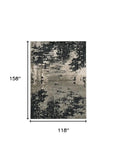 10' X 13' Silver Charcoal Machine Woven Abstract Paint Splatter Indoor Area Rug - Homeroots
