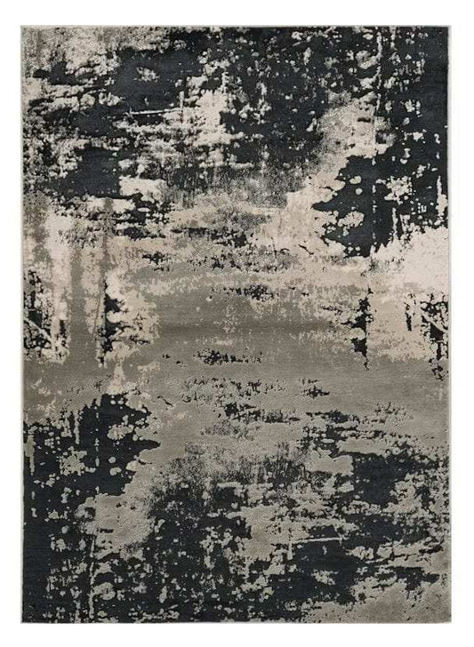10' X 13' Silver Charcoal Machine Woven Abstract Paint Splatter Indoor Area Rug - Homeroots - Flyclothing LLC