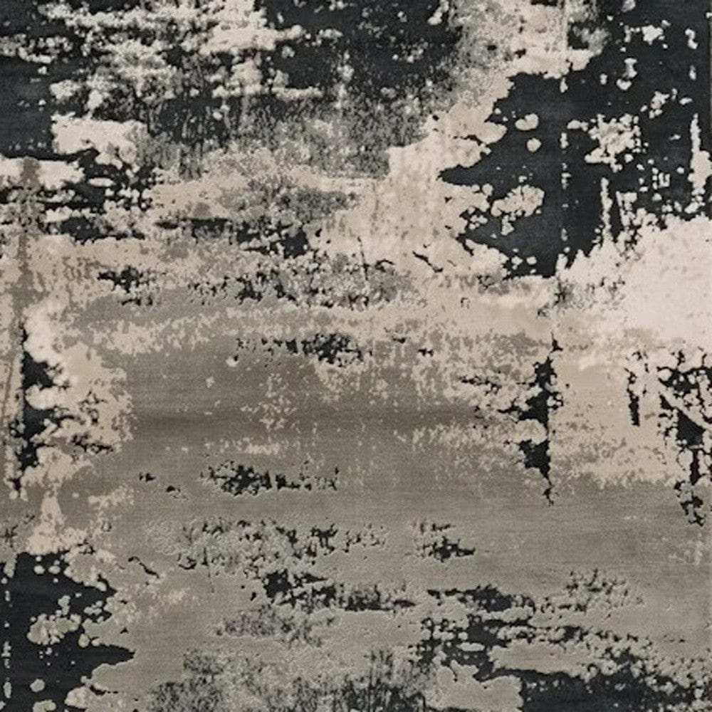 10' X 13' Silver Charcoal Machine Woven Abstract Paint Splatter Indoor Area Rug - Homeroots - Flyclothing LLC