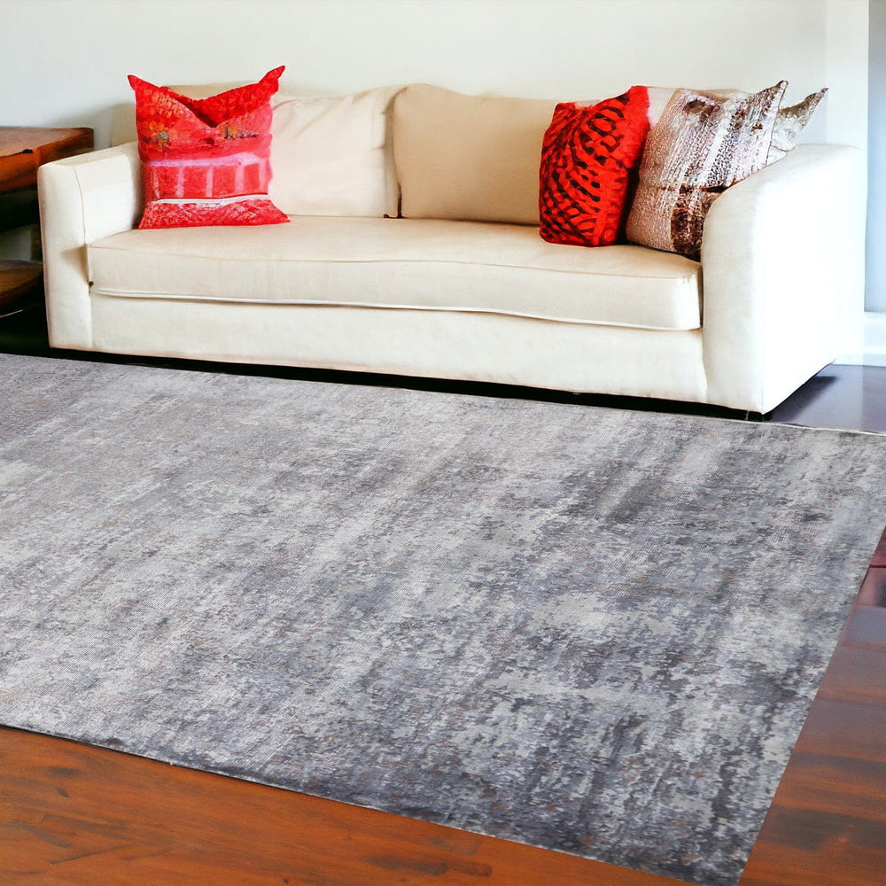 9' X 12' Gray Abstract Hand Loomed Area Rug - Homeroots