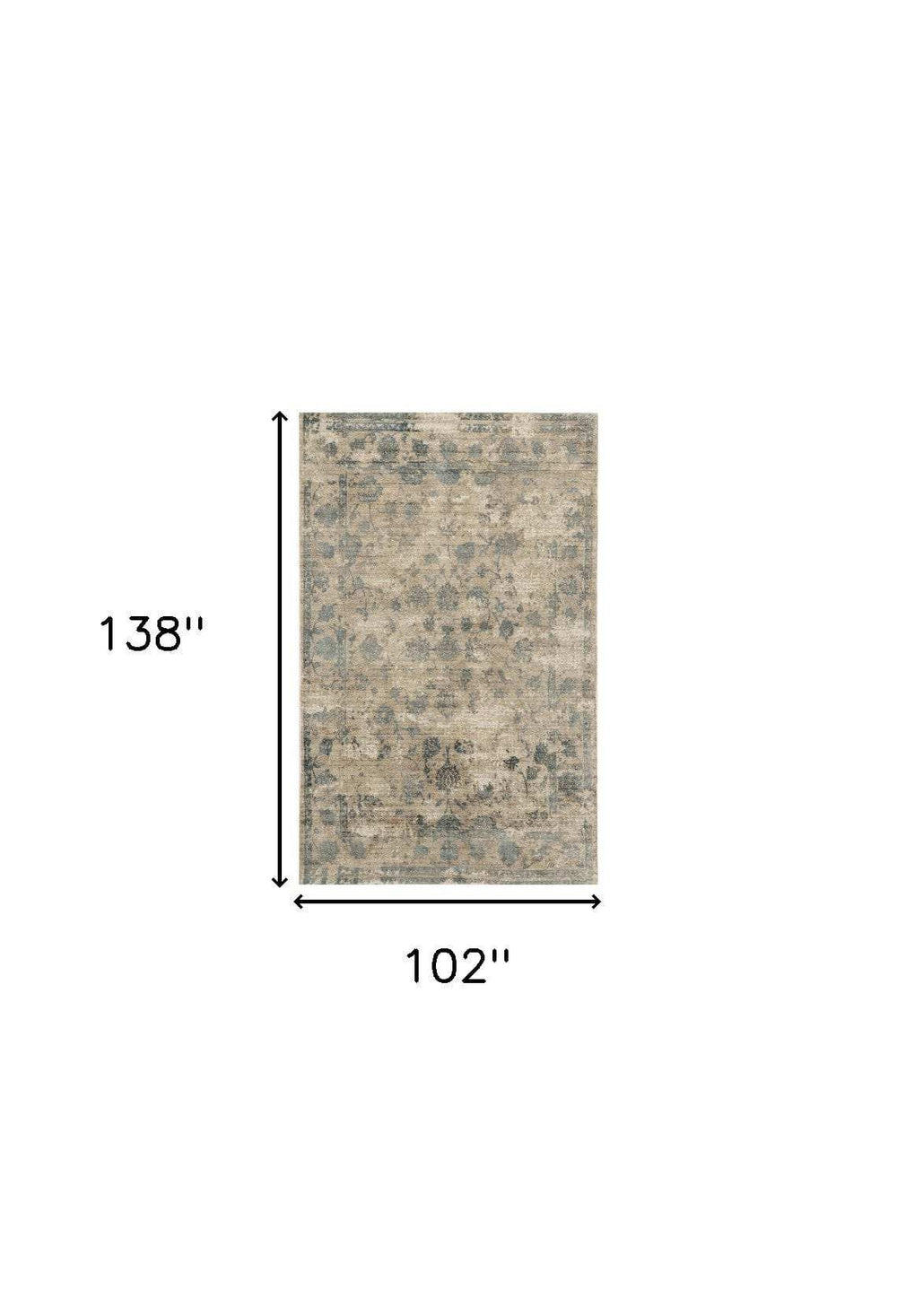 9' X 12' Blue Floral Vines Hand Loomed Distressed Area Rug - Homeroots - Flyclothing LLC