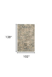 9' X 12' Blue Floral Vines Hand Loomed Distressed Area Rug - Homeroots