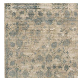 9' X 12' Blue Floral Vines Hand Loomed Distressed Area Rug - Homeroots