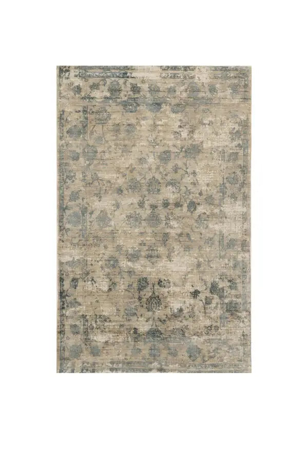 9' X 12' Blue Floral Vines Hand Loomed Distressed Area Rug - Homeroots - Flyclothing LLC