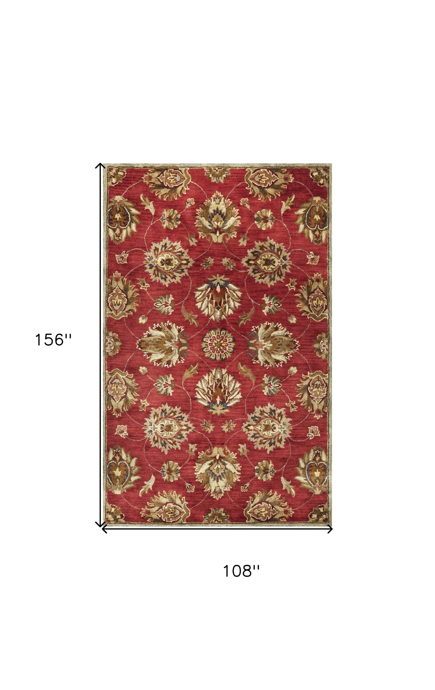 9' X 13' Red and Ivory Wool Floral Handmade Area Rug - Homeroots - Flyclothing LLC