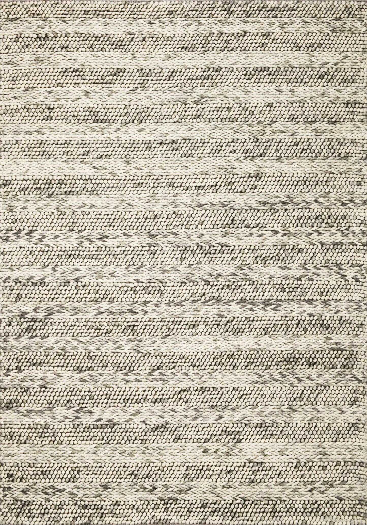 9' X 13' Grey Heather Hand Woven Knobby Stripes Indoor Area Rug - Homeroots - Flyclothing LLC