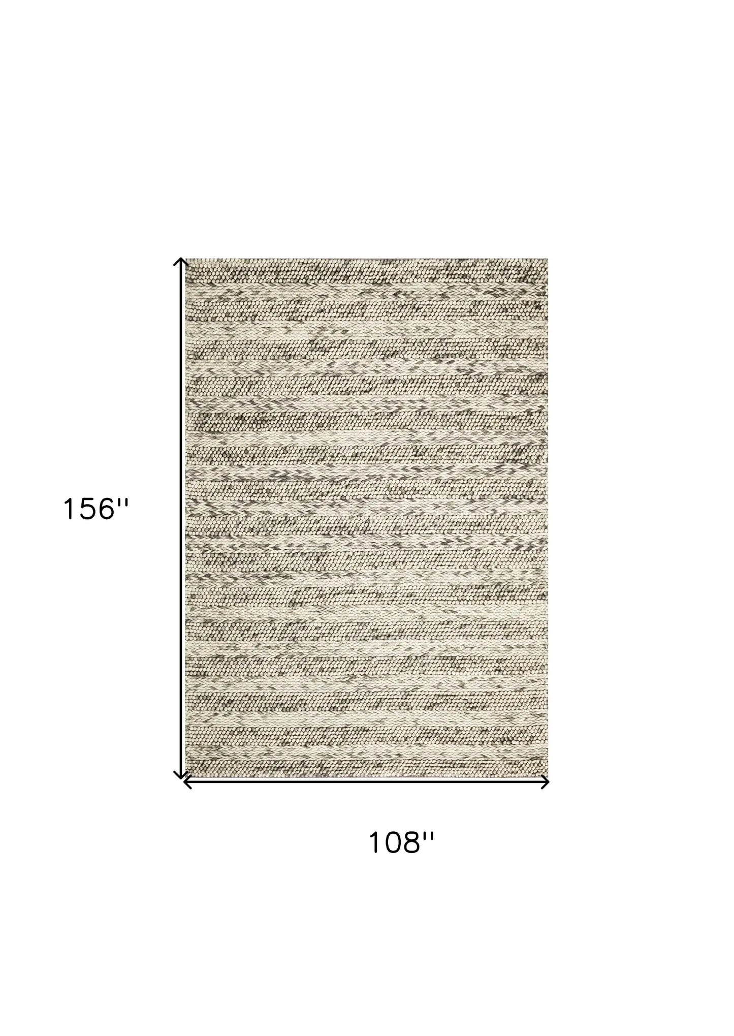 9' X 13' Grey Heather Hand Woven Knobby Stripes Indoor Area Rug - Homeroots - Flyclothing LLC