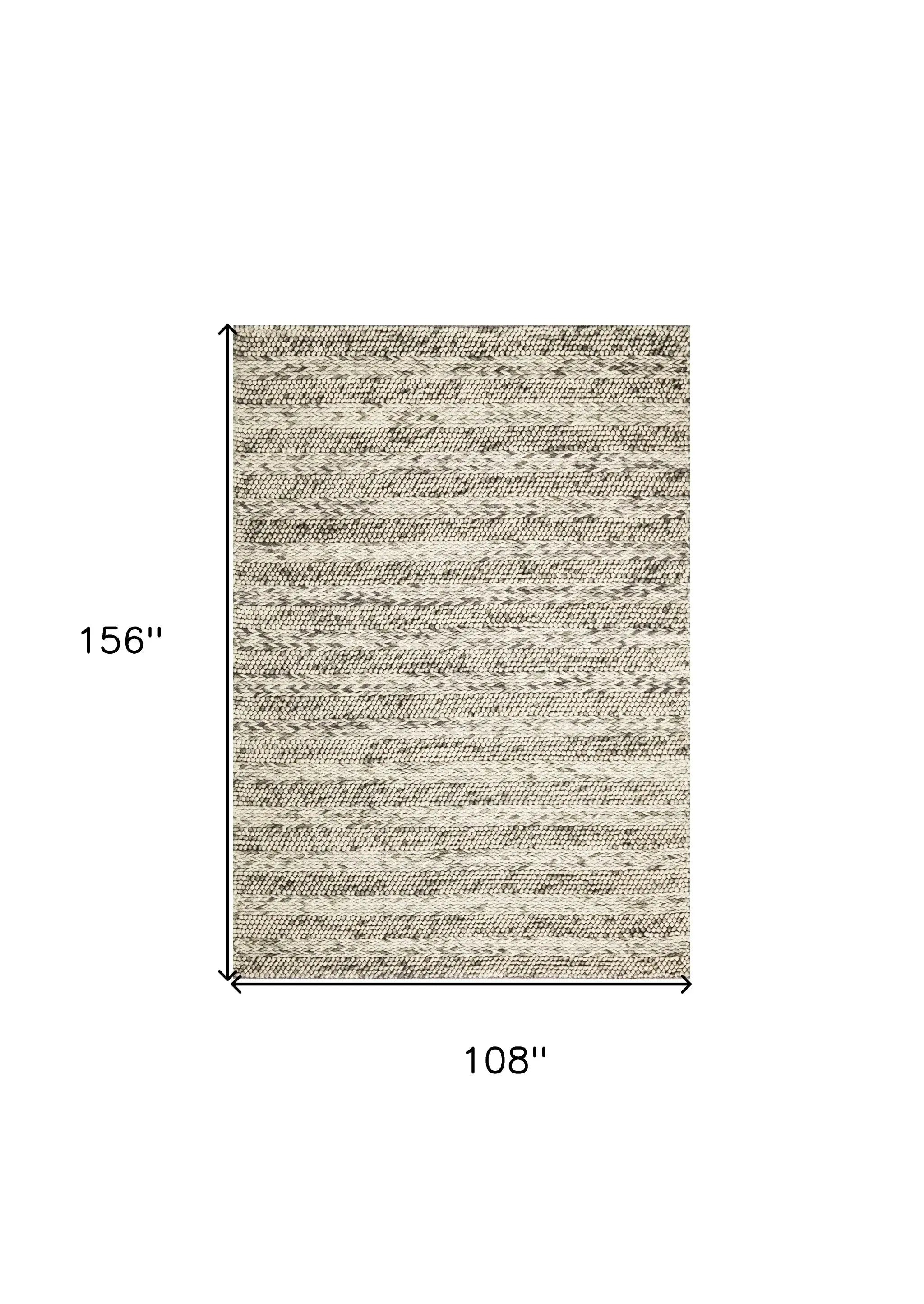 9' X 13' Grey Heather Hand Woven Knobby Stripes Indoor Area Rug - Homeroots - Flyclothing LLC