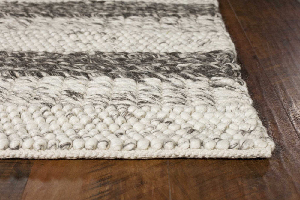 9' X 13' Wool Grey Or White Area Rug - Homeroots - Flyclothing LLC