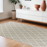 9' X 13' Grey Hand Woven Diamond Pattern Indoor Area Rug - Homeroots