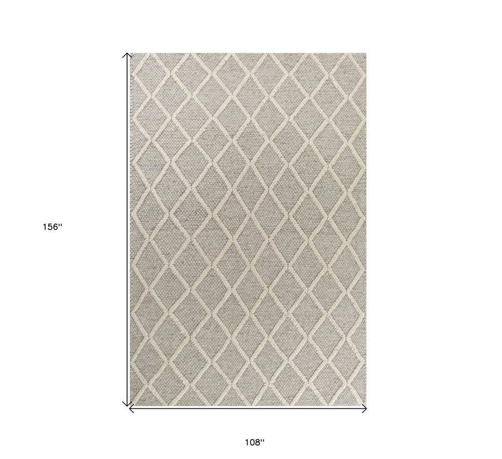 9' X 13' Grey Hand Woven Diamond Pattern Indoor Area Rug - Homeroots - Flyclothing LLC
