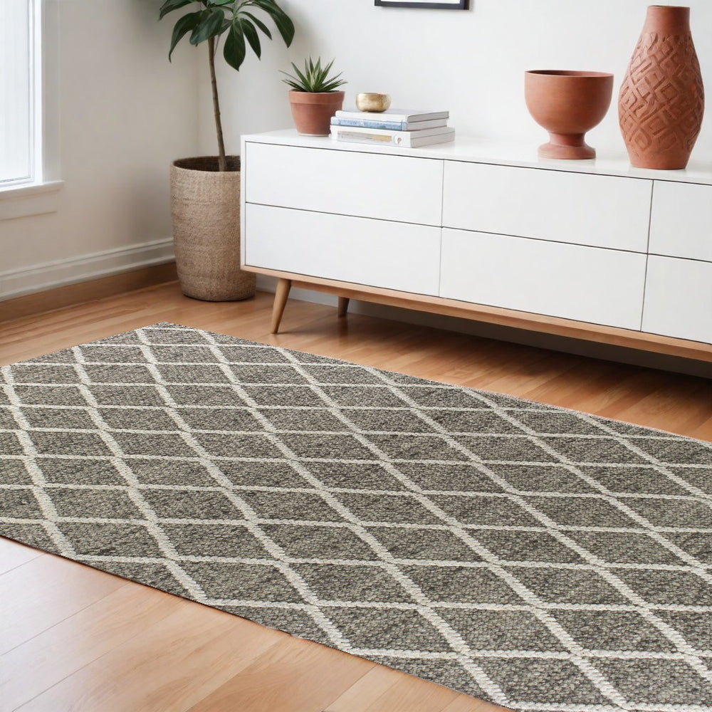 9' X 13' Wool Dark Grey Area Rug - Homeroots