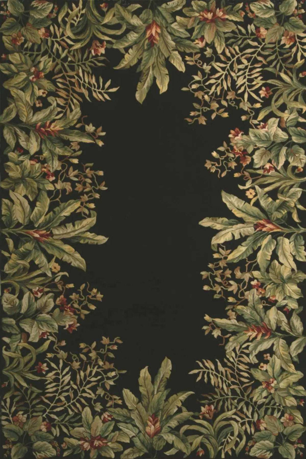 9' X 13' Green and Black Wool Tropical Floral Hand Tufted Area Rug - Homeroots - Flyclothing LLC